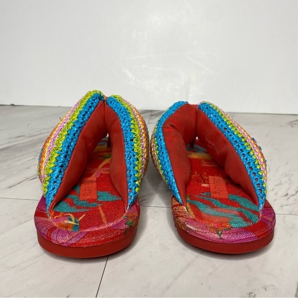 Farm Rio Toucans Crochet Multicolor Puffy Flip Flop 6 - Picture 3 of 13